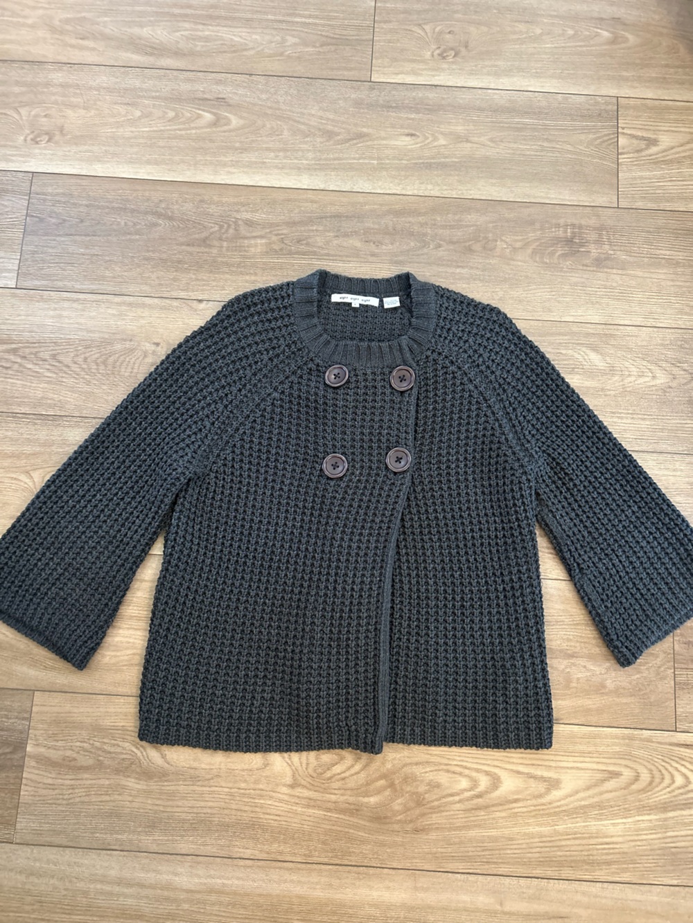 Y2K Eight Eight Eight Charcoal Cotton Chunky Knit Button Cardigan L